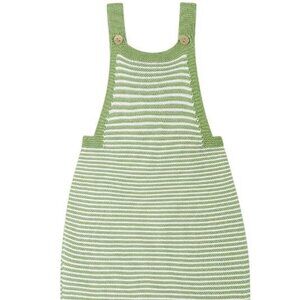 La Coqueta Green Stripe Beto Cotton Knit Overalls